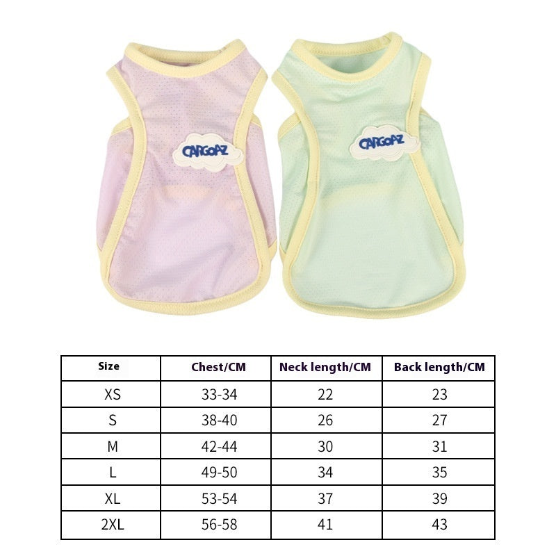 HKM-0108349 Pet Anti-Lint Summer Vest in Grass Green and Taro Purple for Cats - Lightweight & Comfortable