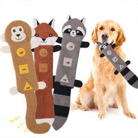 HKM-0108733 Durable Bite-Resistant Plush Dog Toy with Squeaker and Treat Pockets for Puppies