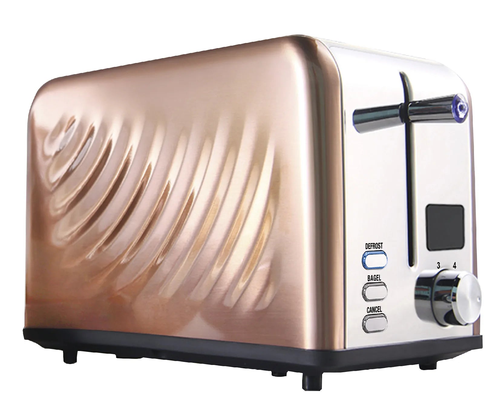 HKM-010899 Compact Electric Stainless Steel Toaster with Extra Wide Slots and LED Display for 2 Slices