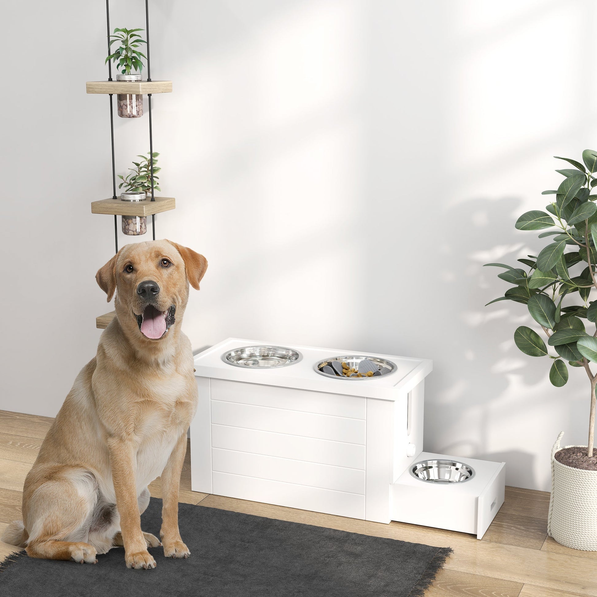 HKM-0109245 Dog Food Storage Cabinet with Bowls and Raised Feeding Station for Large Dogs