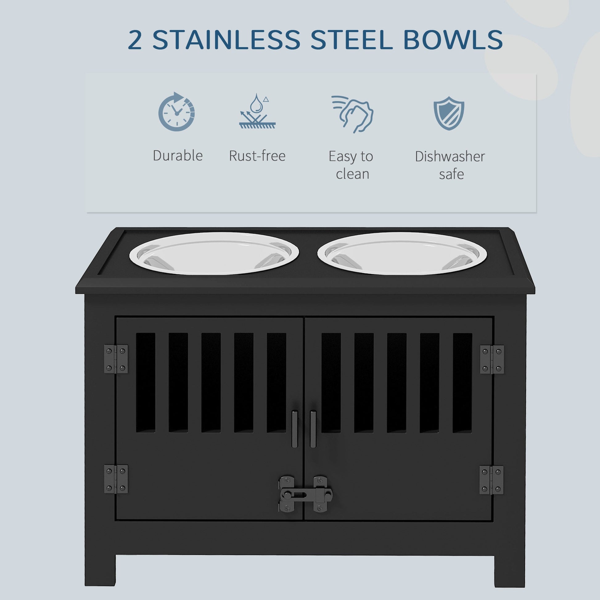 HKM-0109245 Dog Food Storage Cabinet with Bowls and Raised Feeding Station for Large Dogs