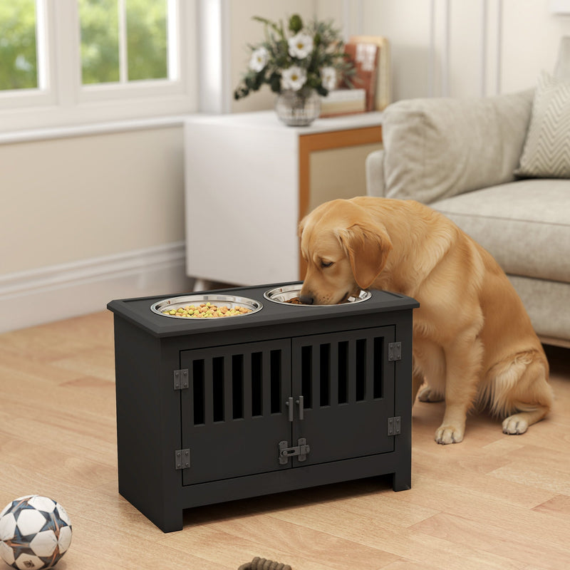 HKM-0109245 Dog Food Storage Cabinet with Bowls and Raised Feeding Station for Large Dogs