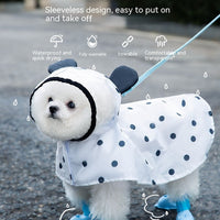 HKM-0109629 Polka Dot Bear Dog Poncho - White Polyester Taffeta, Stylish and Comfortable