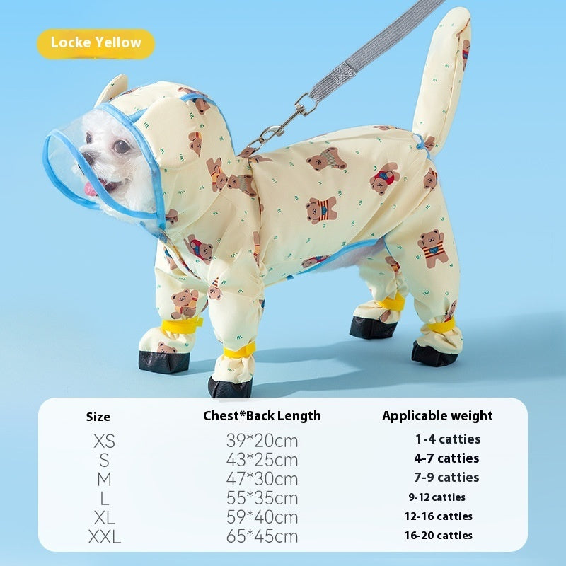 HKM-0109629 Polka Dot Bear Dog Poncho - White Polyester Taffeta, Stylish and Comfortable