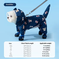 HKM-0109629 Polka Dot Bear Dog Poncho - White Polyester Taffeta, Stylish and Comfortable