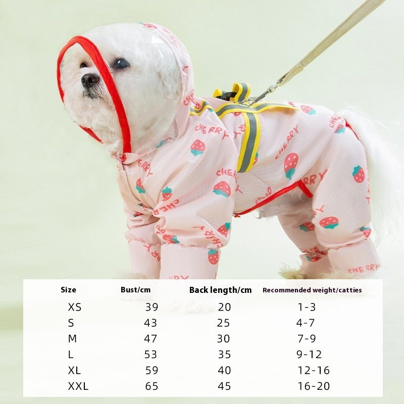 HKM-0109629 Polka Dot Bear Dog Poncho - White Polyester Taffeta, Stylish and Comfortable