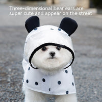 HKM-0109629 Polka Dot Bear Dog Poncho - White Polyester Taffeta, Stylish and Comfortable