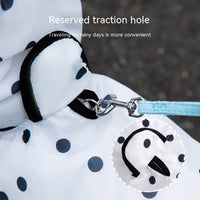 HKM-0109629 Polka Dot Bear Dog Poncho - White Polyester Taffeta, Stylish and Comfortable