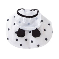HKM-0109629 Polka Dot Bear Dog Poncho - White Polyester Taffeta, Stylish and Comfortable