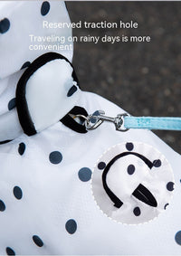 HKM-0109629 Polka Dot Bear Dog Poncho - White Polyester Taffeta, Stylish and Comfortable
