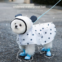 HKM-0109629 Polka Dot Bear Dog Poncho - White Polyester Taffeta, Stylish and Comfortable