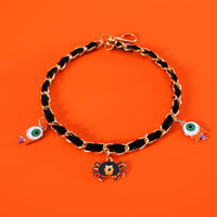 HKM-0111037 Velvet Halloween Pet Collar with Monochrome Dripping Bat and Metal Pumpkin, Ghost, Spider Accessories