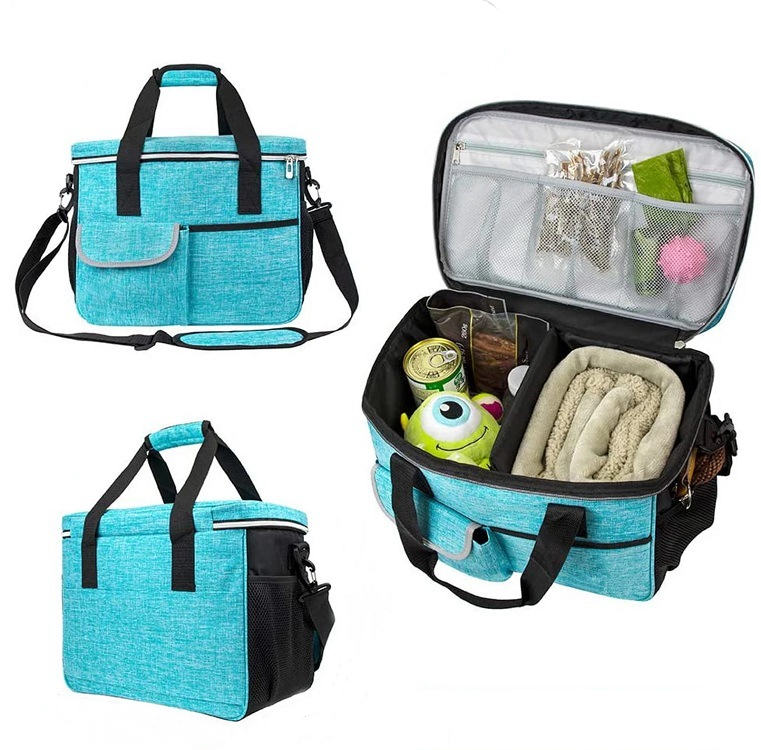 HKM-0111293 Pet Travel Lunch Storage Bag with Multiple Pockets - Foldable and Portable Design for Snacks and Toys