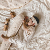 HKM-011155 Embroidered Bear & Olive Nordic Style Cylindrical Baby Pillow 60x12cm with PP Cotton Filling