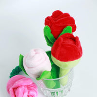 HKM-0112317 Chew-Resistant Plush Rose Dog Toy with Squeaker for Small Dogs and Puppies