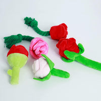 HKM-0112317 Chew-Resistant Plush Rose Dog Toy with Squeaker for Small Dogs and Puppies