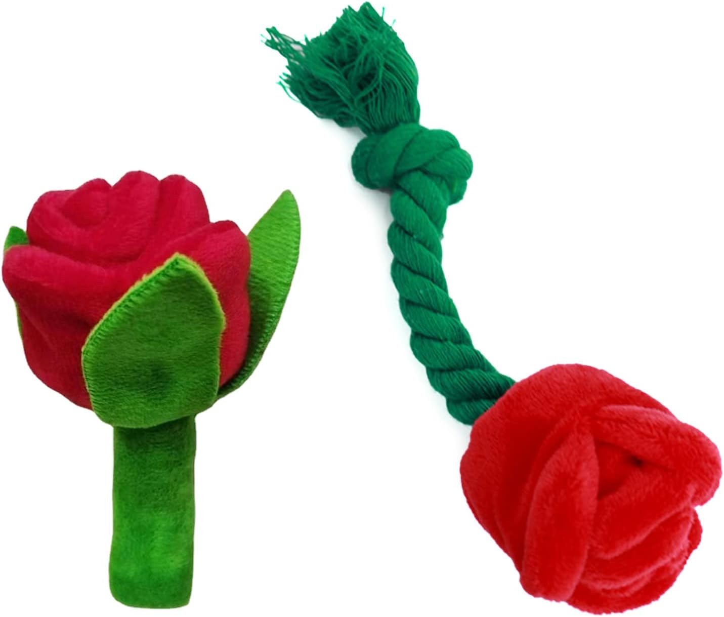 HKM-0112317 Chew-Resistant Plush Rose Dog Toy with Squeaker for Small Dogs and Puppies