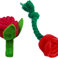 HKM-0112317 Chew-Resistant Plush Rose Dog Toy with Squeaker for Small Dogs and Puppies