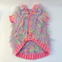 HKM-0112829 Segment Color Wool Sweater Cardigan for Pets in Sizes XS to XXL