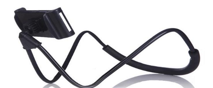 HKM-011411 Adjustable Neck-Hanging Mobile Phone and Tablet Holder, Compatible with iPhone Models, Black