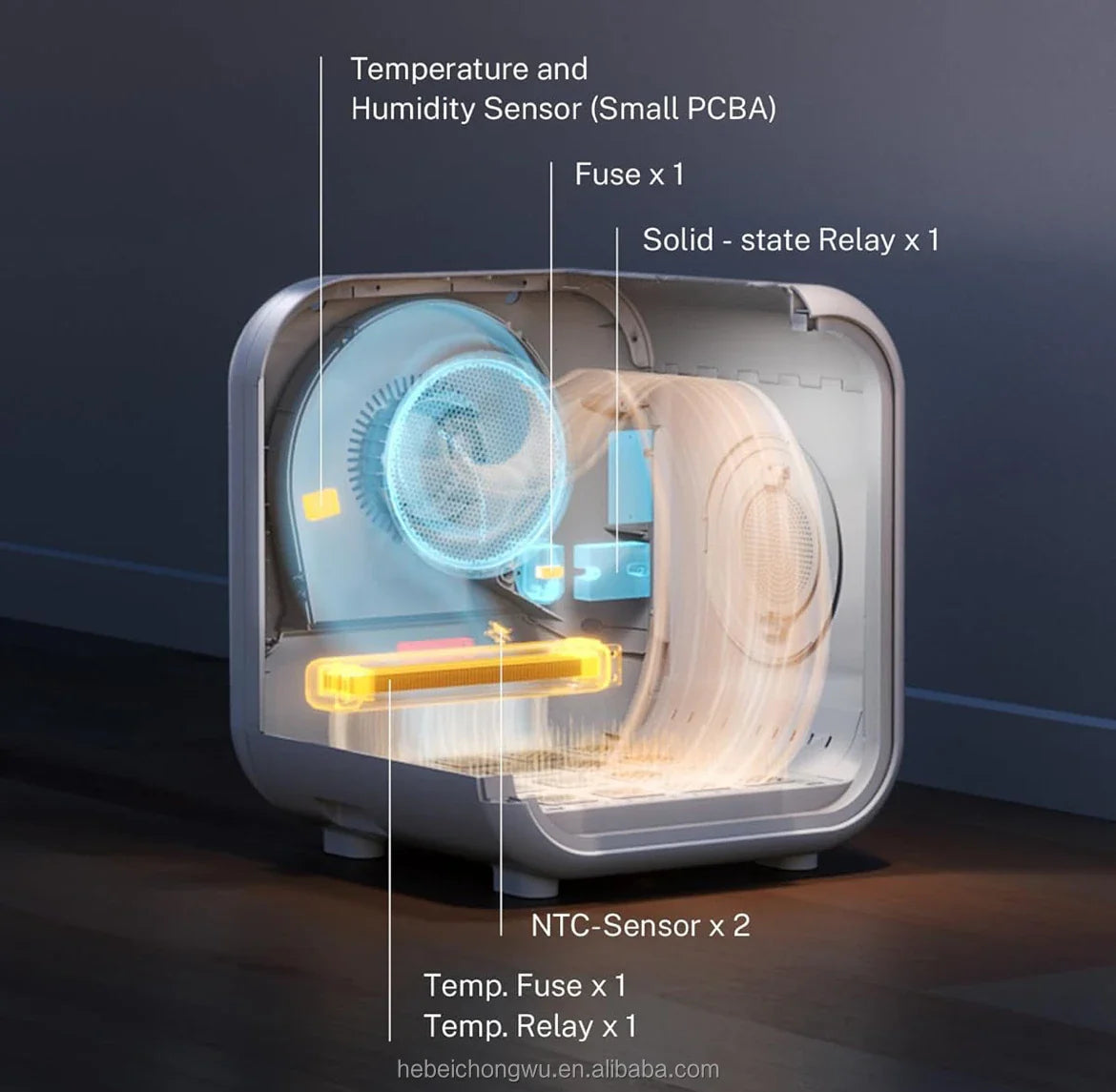 HKM-011411 Pet Hair Dryer Box for Cats and Dogs - 2000W Low Noise ABS Material, Efficient Indoor Drying