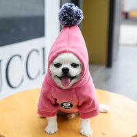 HKM-0114493 Fleece Hooded Coat for Small to Medium Dogs and Cats - Cozy Winter Pajamas for Chihuahuas and Kitties