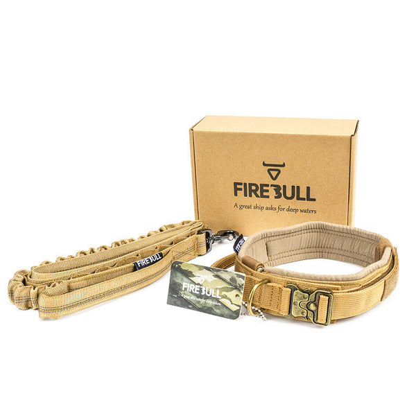 HKM-0114621 Adjustable Nylon Pet Tactical Collar and Leash Set in Multiple Colors and Sizes