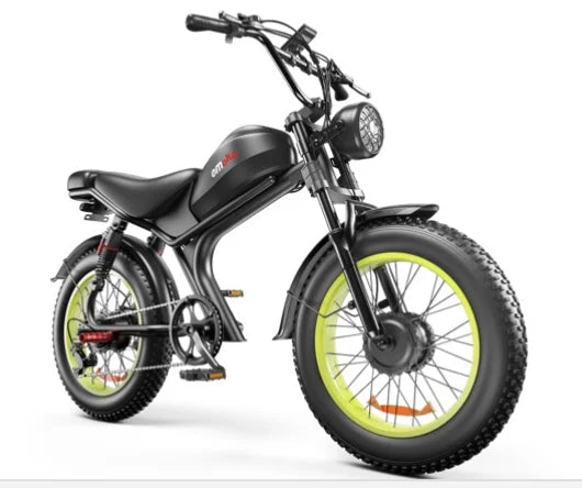 HKM-011475 Dual Motor Off-Road Electric Bike 48V C93 1000W Rear Hub 7-Speed 20" Fat Tire with Integrated Battery