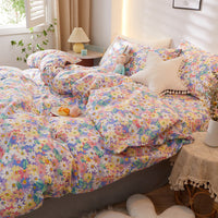 HKM-011475 Korean Style Cotton Bedding Set - 4 Pieces for Multiple Bed Sizes