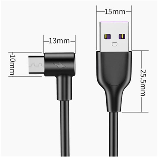 HKM-011539 5A Fast Charging Elbow Data Cable with Type-C Interface for Android Phones - Available in 1m, 1.5m, 2m, 3m Lengths