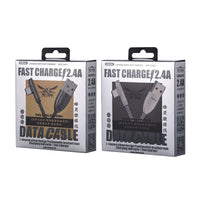 HKM-011539 Braided 8PIN to Type-C Data Cable, 1m Length, Compatible with Type-C Apple Devices, Black/Silver