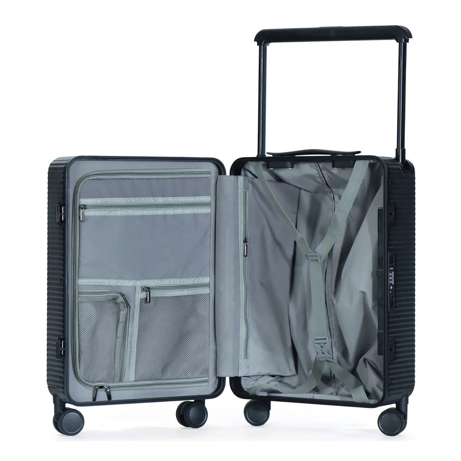 HKM-011539 Durable Hard Shell Aluminium Travel Trolley Case with Wide Handle
