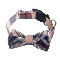 HKM-011539 Pet Bow Collar - Grid Pattern Cloth Accessory for Small to Large Dogs, Size S/M Options Available