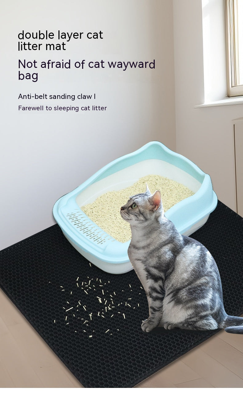 HKM-0116669 EVA Cat Litter Mat Double Layer Design for Anti-Splash and Easy Cleaning - Multiple Sizes Available