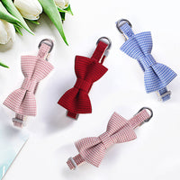HKM-0116797 Houndstooth Pattern Bow Pet Collar for Cats and Dogs - Red, Blue, Pink, Brown, Nylon, 23-30cm