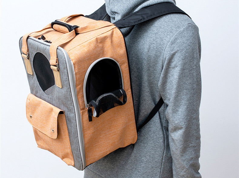 HKM-0117053 Breathable Canvas Backpack for Pets – Large Capacity & Versatile for Outdoor Use