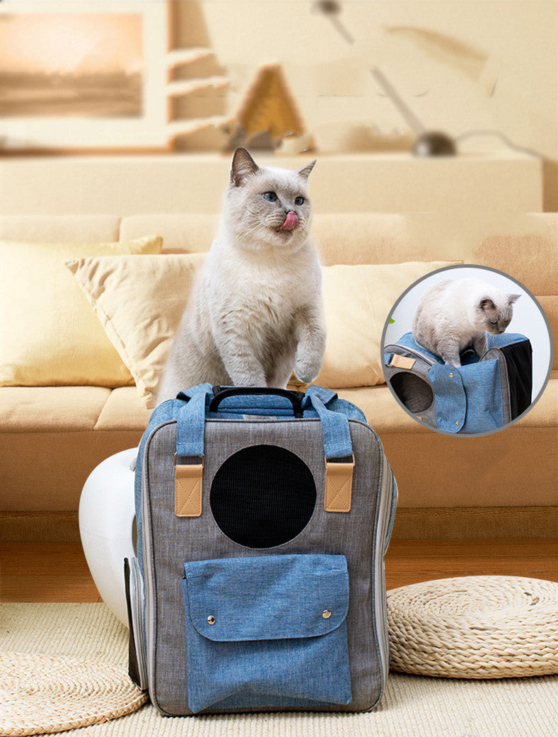 HKM-0117053 Breathable Canvas Backpack for Pets – Large Capacity & Versatile for Outdoor Use