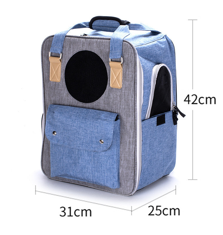 HKM-0117053 Breathable Canvas Backpack for Pets – Large Capacity & Versatile for Outdoor Use