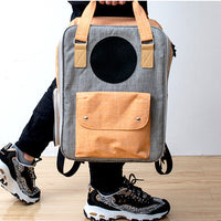 HKM-0117053 Breathable Canvas Backpack for Pets – Large Capacity & Versatile for Outdoor Use