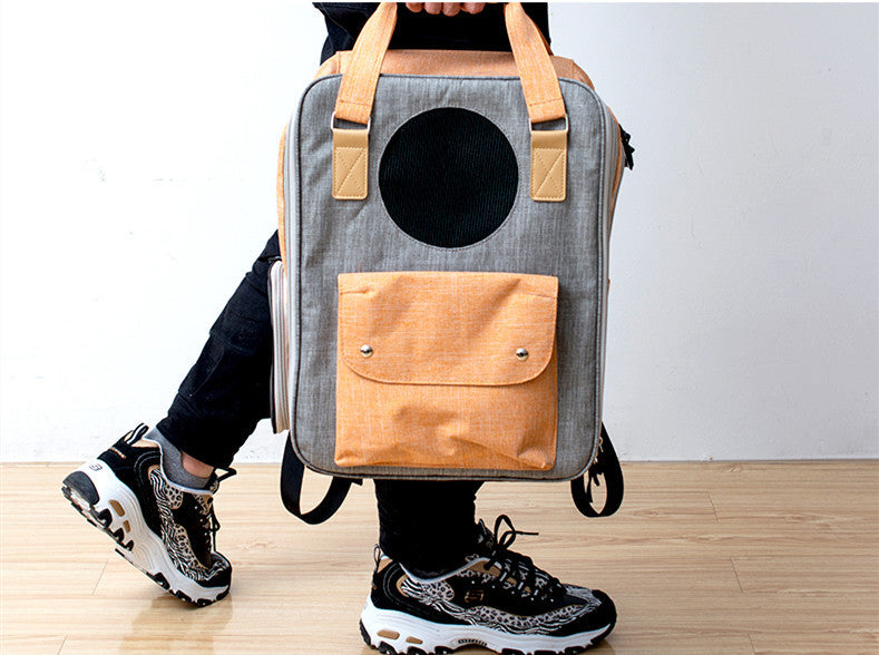 HKM-0117053 Breathable Canvas Backpack for Pets – Large Capacity & Versatile for Outdoor Use
