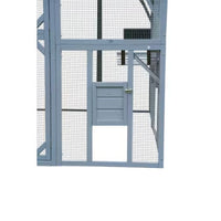 HKM-0118461 Outdoor Cat House with Playpen and Waterproof Cover - Spacious Cat Shelter for Garden or Backyard