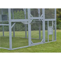 HKM-0118461 Outdoor Cat House with Playpen and Waterproof Cover - Spacious Cat Shelter for Garden or Backyard