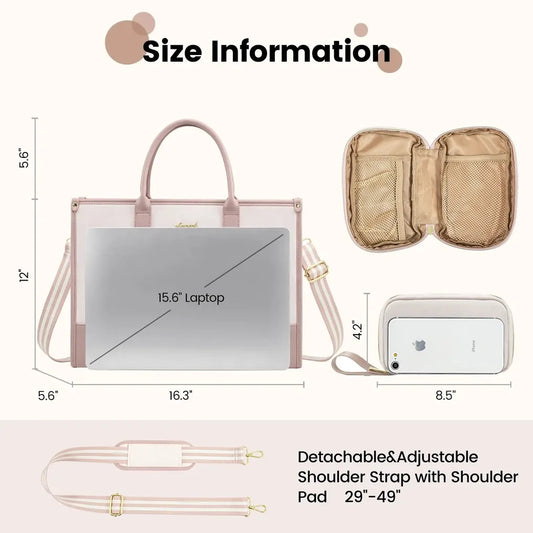 HKM-011859 Stylish Waterproof Laptop Briefcase with Handbag for 15.6-inch Computers - Versatile Work Bag Set