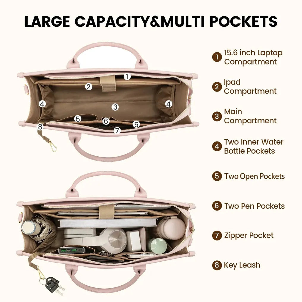HKM-011859 Stylish Waterproof Laptop Briefcase with Handbag for 15.6-inch Computers - Versatile Work Bag Set