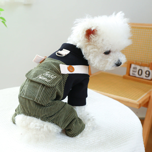 HKM-0119229 Corduroy Pet Clothes for Dogs and Cats - XS to XL Sizes Available, Comfortable Polyester Fabric