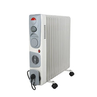 HKM-011923 Electric Oil-Filled Radiator Heater with Adjustable Thermostat - 1500W, 9/11/13/15 Fins, Portable Design