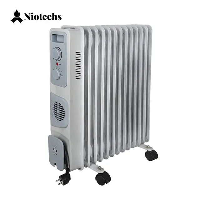 HKM-011923 Electric Oil-Filled Radiator Heater with Adjustable Thermostat - 1500W, 9/11/13/15 Fins, Portable Design