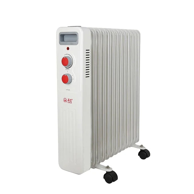 HKM-011923 Electric Oil-Filled Radiator Heater with Adjustable Thermostat - 1500W, 9/11/13/15 Fins, Portable Design