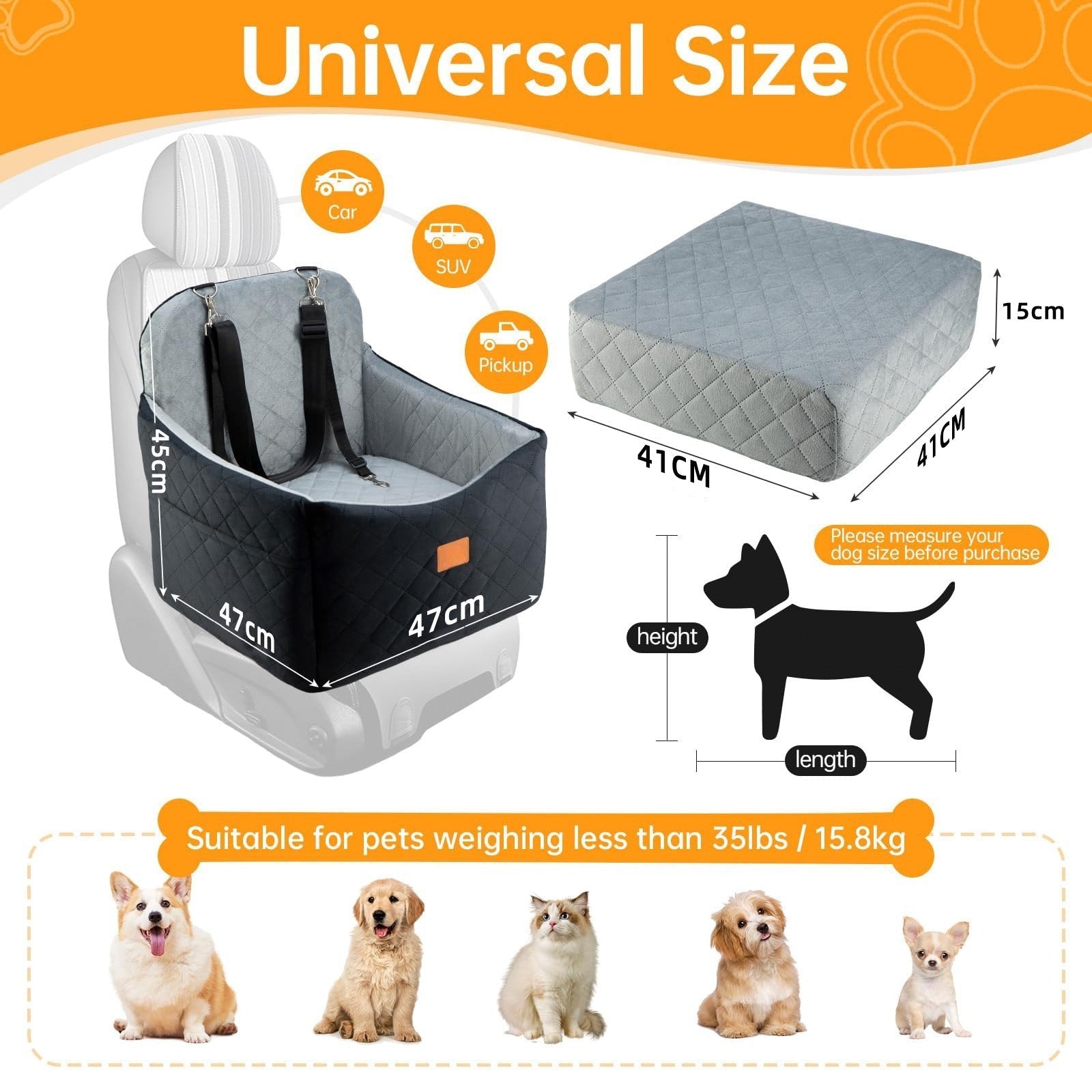 HKM-0119613 Cozy Soft Cushion Pet Car Bed for Small and Medium Dogs in Multiple Colors
