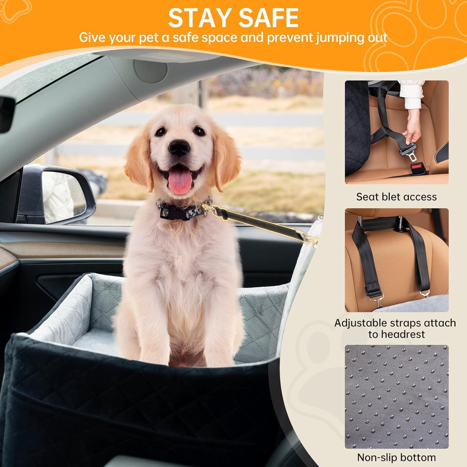 HKM-0119613 Cozy Soft Cushion Pet Car Bed for Small and Medium Dogs in Multiple Colors